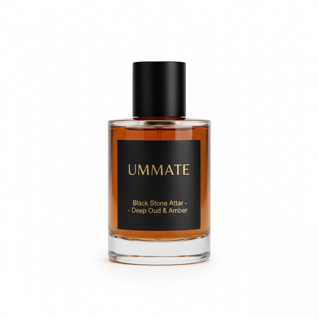 Ummate Black Stone Attar – Deep Oud & Amber Arabic Perfume Oil – Long-Lasting, Alcohol-Free